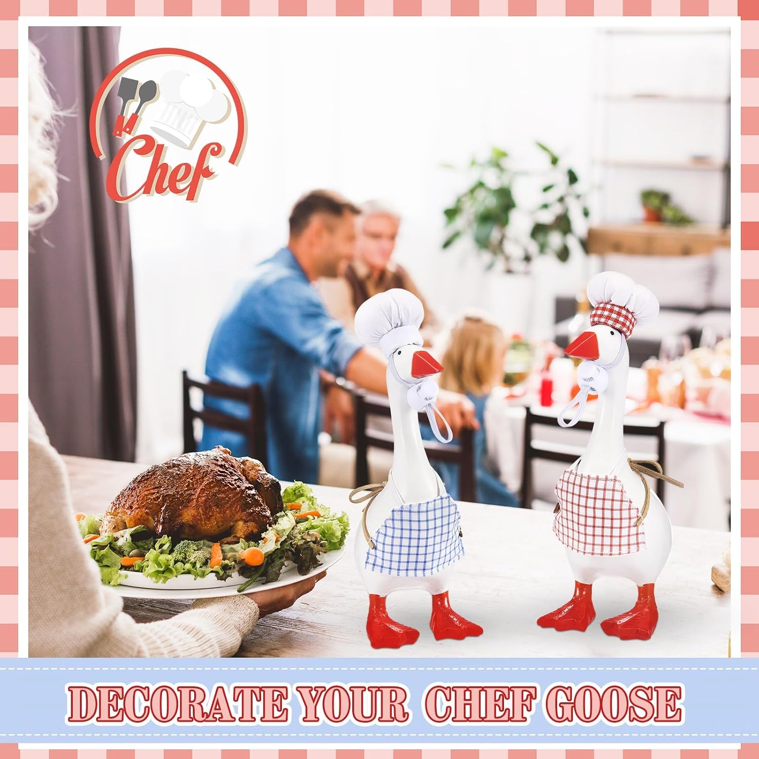2 Packs Mini Goose Chef Outfits Chef Hats and Aprons for 7-inch Desk Goose Statue Christmas Desk Decor Cute Magnetic Duck Costume Decor Christmas Gift