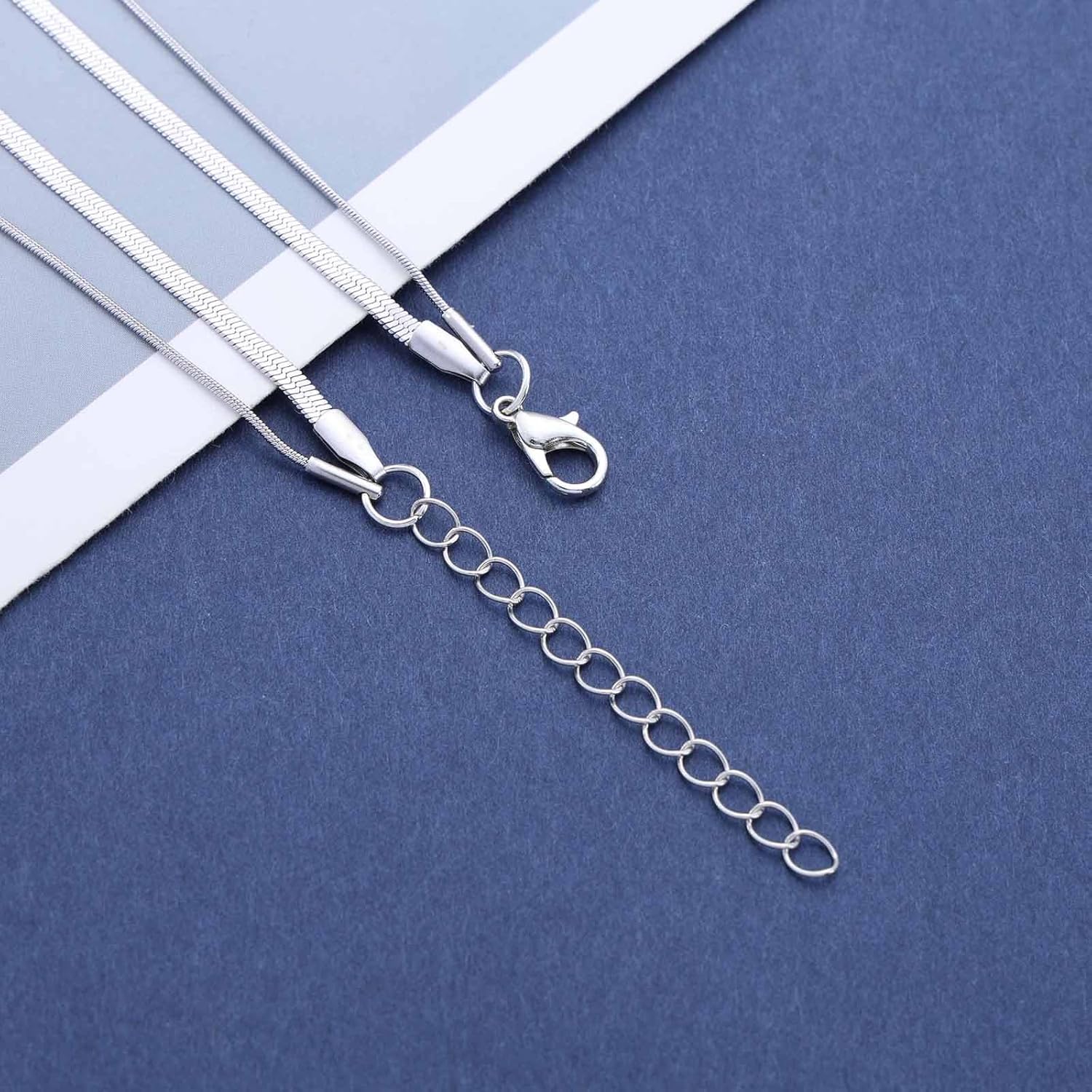 Boho Layered Snake Chain Necklace Flat Snake Chain Choker Necklace Vintage Puffed Heart Necklace Silver Snake Herringbone Necklace Chain Jewelry for Women - Image 6