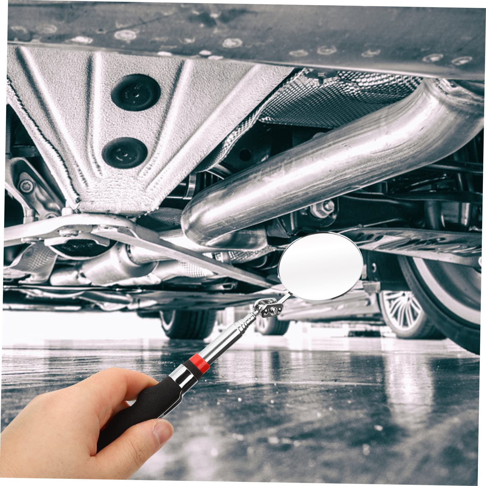 OUNONA 2pcs Vehicle Inspection Mirror Telescoping Mirror Adjustable Inspection Mirror Magnetic Pick- up Tool Mirror Stick Telescoping Lighted Inspection Mirror for Car Black Plastic