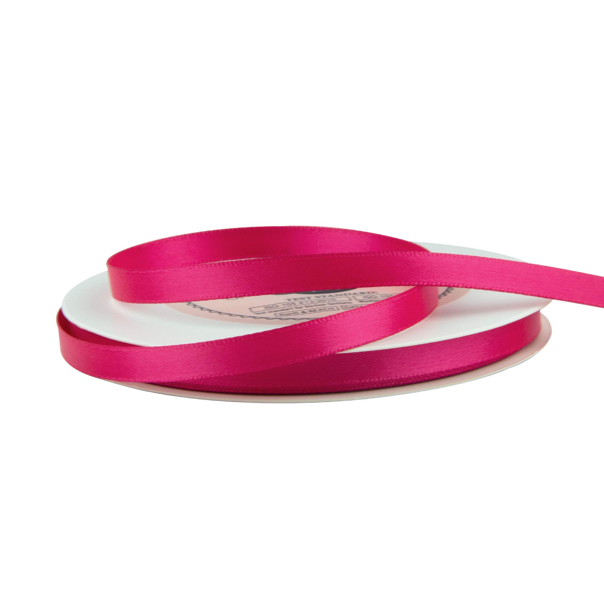 VATIN Shocking Pink Double Faced Polyester Satin Ribbon with 1/4" Width - Image 4