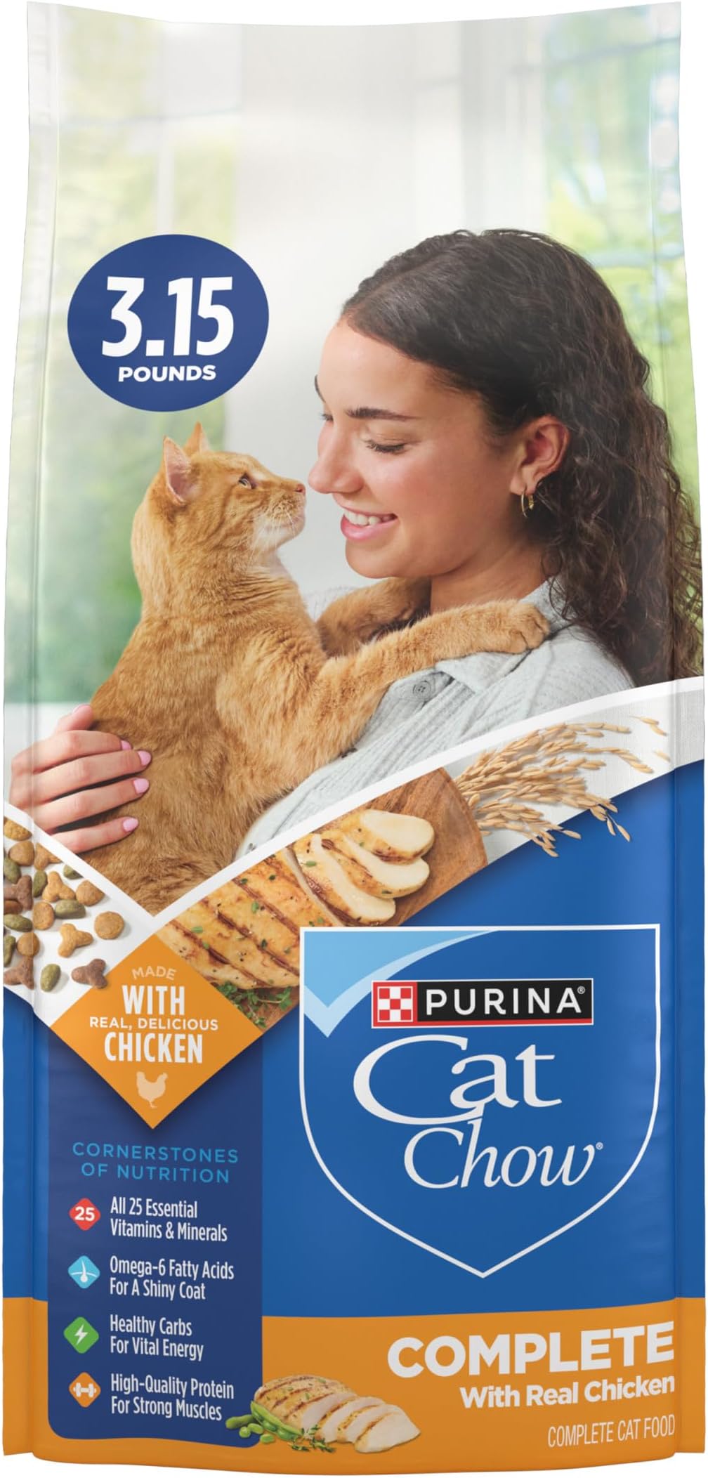 Complete High Protein Dry Cat Food With Real Chicken - (Pack of 4) 3.15 lb. Bags