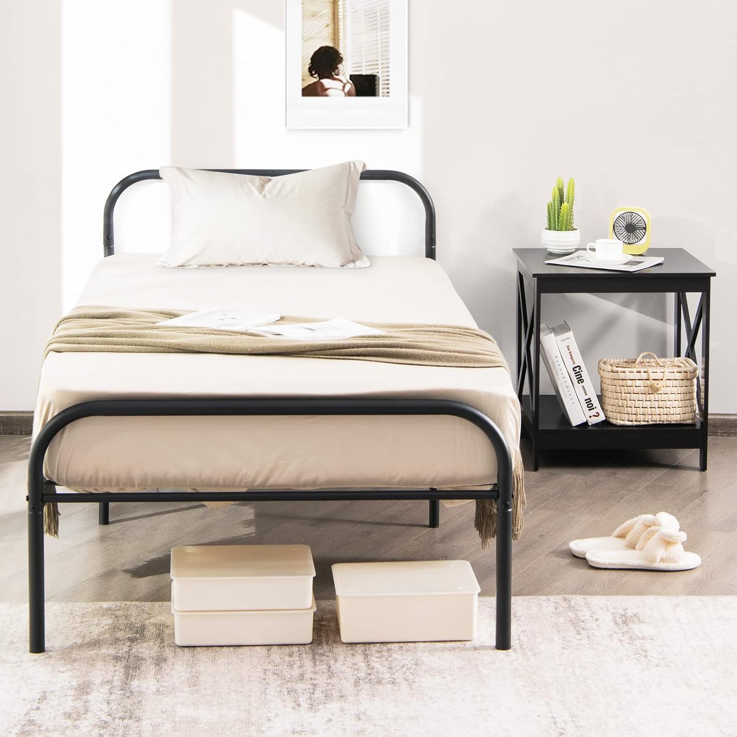 BestComfort Twin Bed Frame with Headboard and Footboard, Metal Platform Bed Frame Mattress Foundation for Kids Boys BComfort-10073DK-T-HU 0