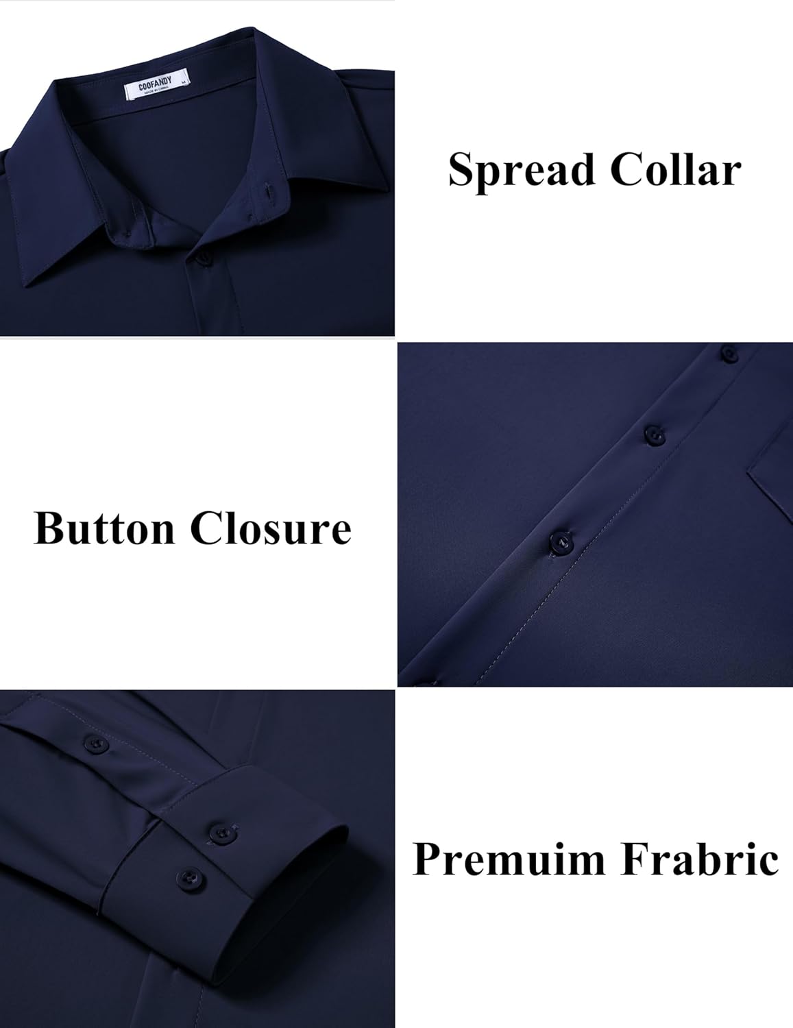 COOFANDY Stretch Mens Dress Shirts Wrinkle Free Long Sleeve Dress Shirt Muscle Fit Button Down Shirt - Image 5