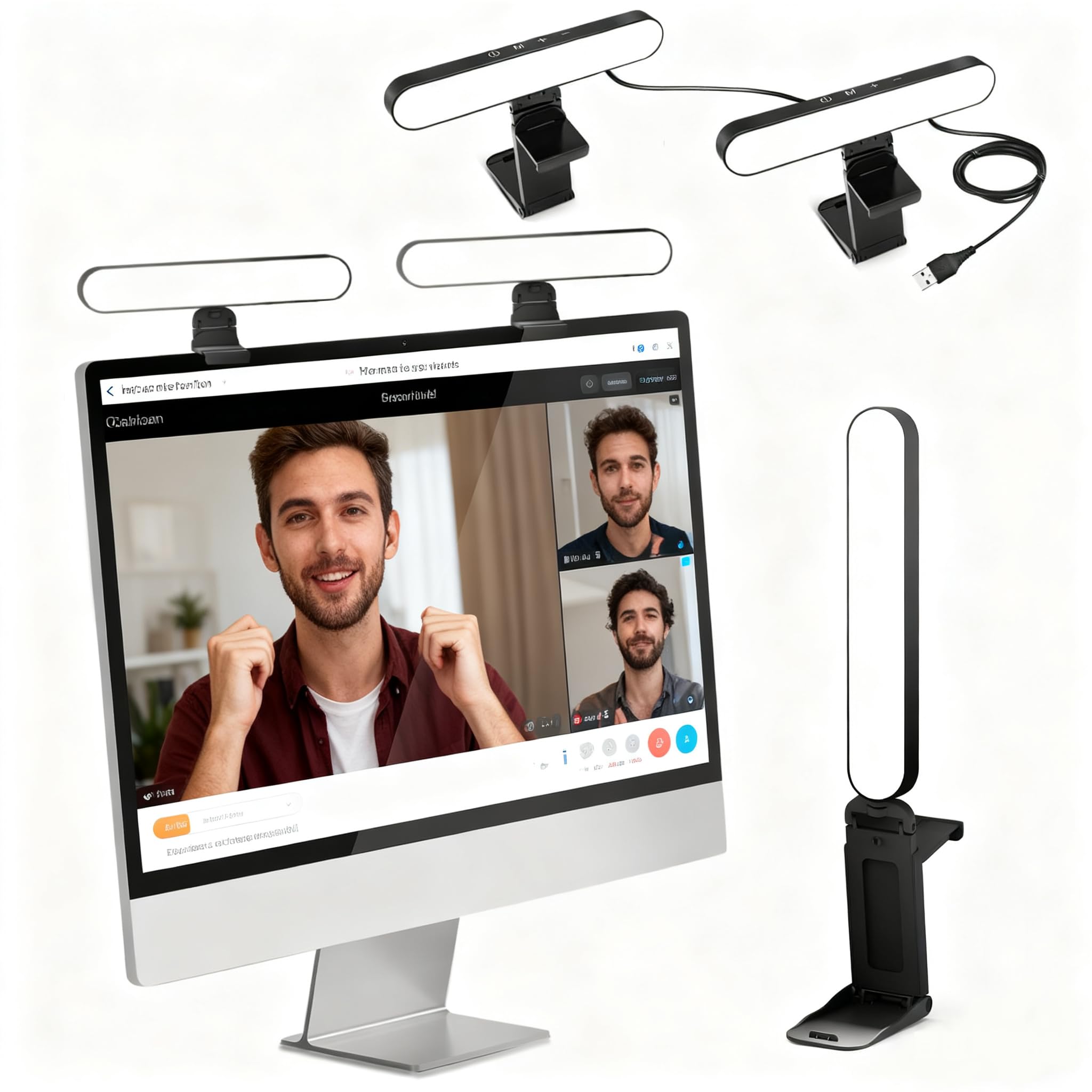 UBeesize Video Conference Lighting LED Streaming Light for Video Calls Webcam Light with Adjustable Monitor Mount Zoom Lighting