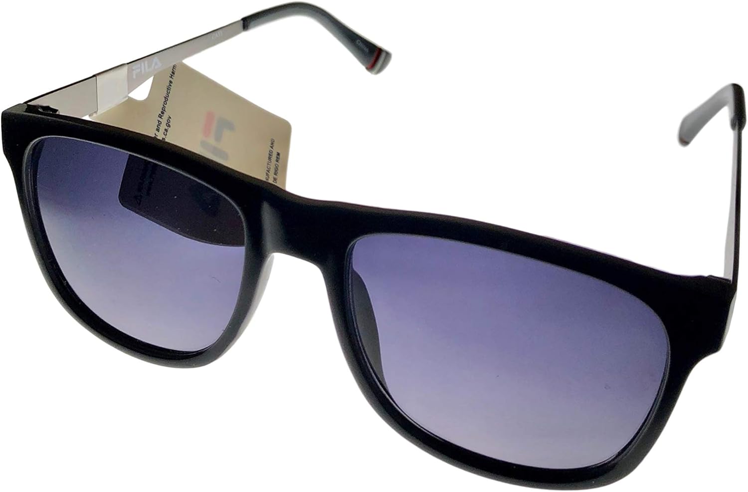 Fila Mens Black Grey Soft Square Sunglass, Smoke Gradient Lens SF9287. Z42Y
