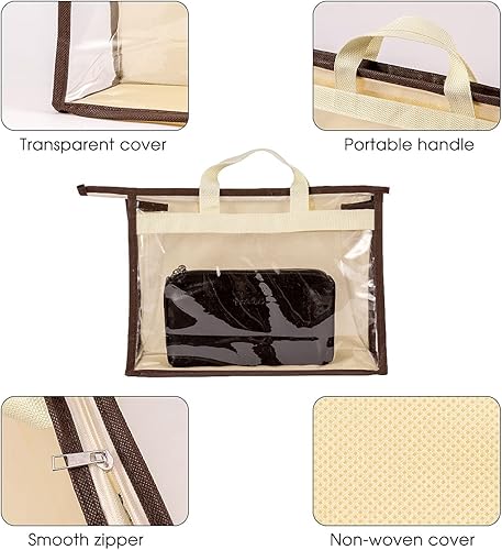 Vista 3 de CINPIUK Bolsas de almacenamiento transparentes para armario, bolsa de almacenamiento colgante con cremallera para bolsos, M Beige,Gris,Rosa