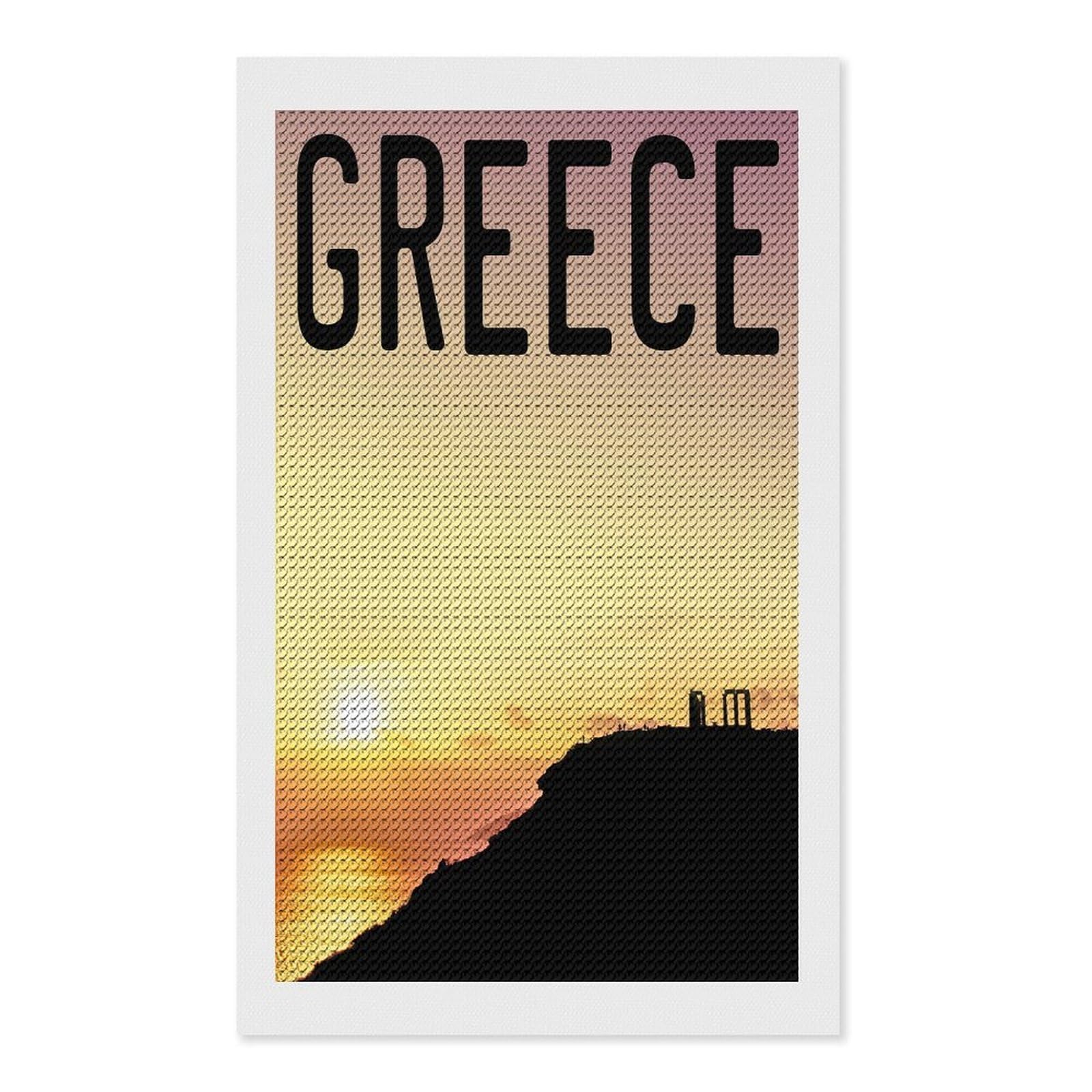 Junmoney Greece Cape Sounion Full Drill Diamond Painting Kit 12"x20", Mindful Craft Activity, Bedroom Decor, for Adults, Gift Idea