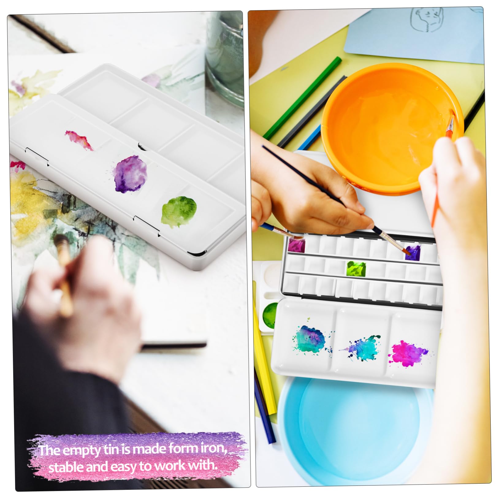 DOITOOL Paleta De Pintura En Caja De Colores De 4 Piezas Lata Vacía De Pintura De Acuarela Suministros De Arte Bandeja De Acuarela Placa De Pintura Paleta De Pintura Bandeja De