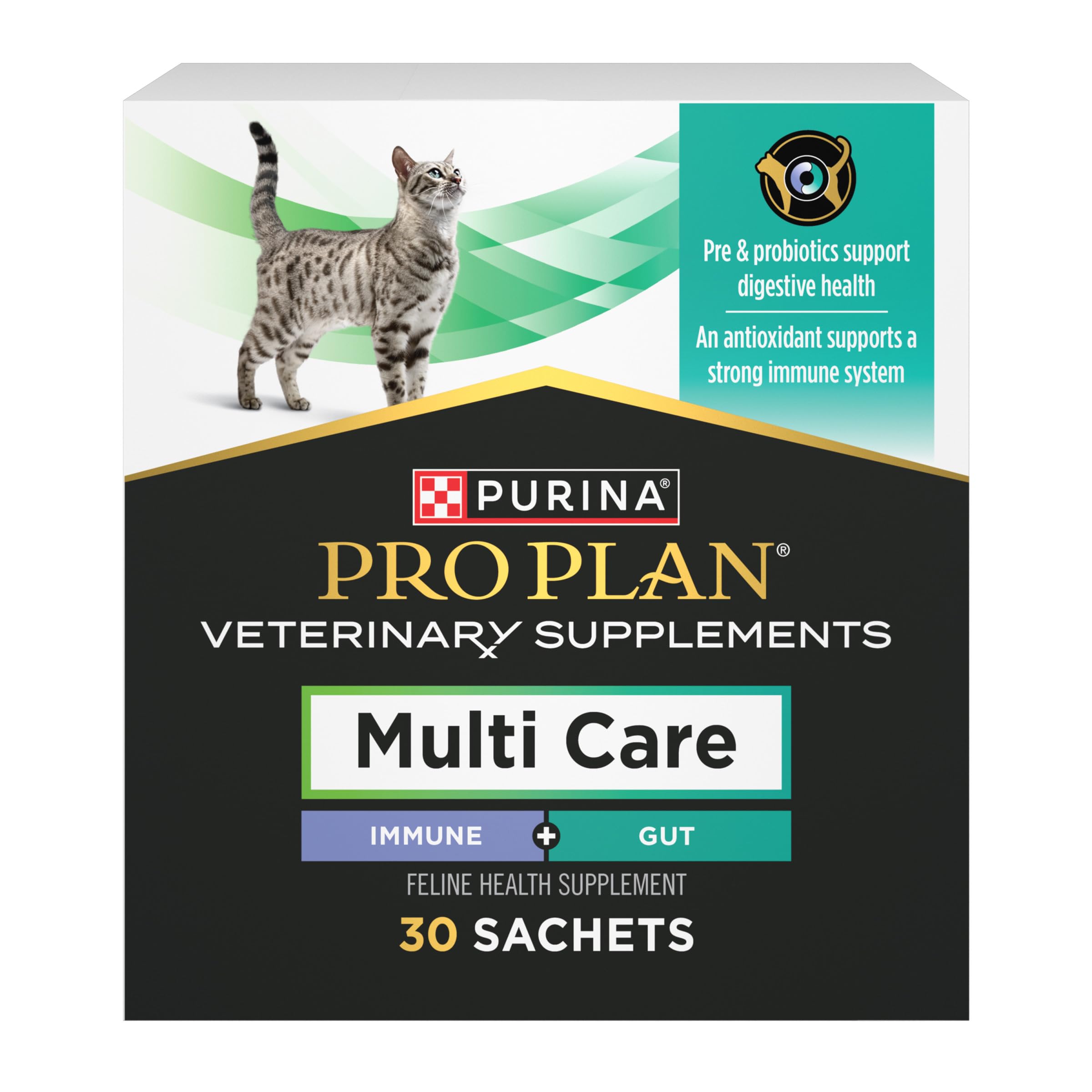 Purina Pro Plan Veterinary Cat Supplements Multi Care Feline Supplement – Digestive Probiotics for Cats – Immune Support Cat Supplement - 30 ct. Box