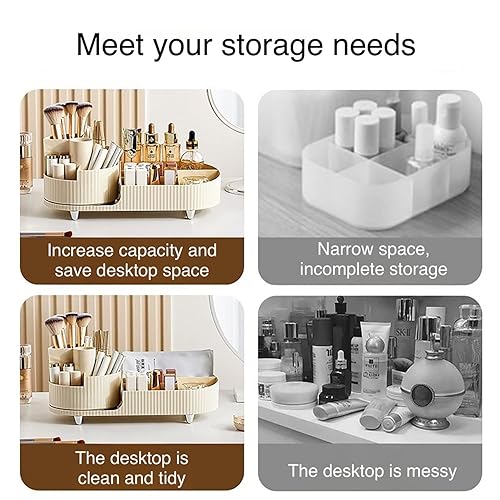 Miniatura 6 de Organizador de maquillaje giratorio, vitrina cosmética de gran capacidad, fácil de sostener todos tus productos de maquillaje, al menos 20 brochas