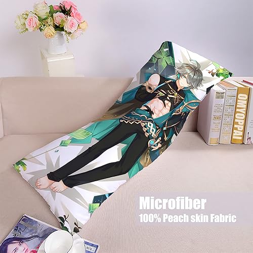 Miniatura 6 de Anime Genshin Impact - Funda de almohada para abrazar el cuerpo, 19 x 59 pulgadas, funda de almohada decorativa con estampado de doble cara