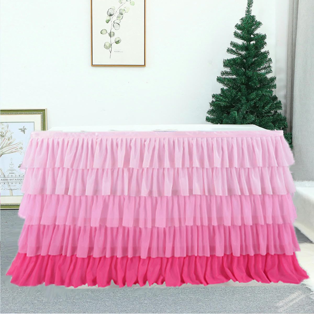 6-14FT x 77 cm Tulle Tiulowa spódnica tutu 5 warstw tęcza siatka szyfonowa spódnica na stół na wesele baby shower plisowana spódnica na stół