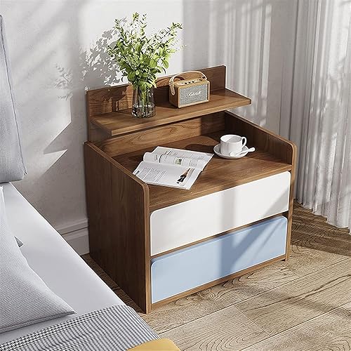 Miniatura 2 de Mesita de noche rústica y moderna con 2 cajones para dormitorio, sala de estar y oficina, muebles versátiles para llenar el vacío en la habitación