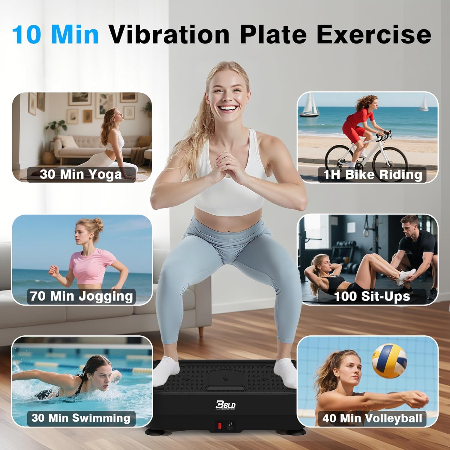 Vibration Plate Exercise Machine, 330Lbs Capacity, 200 Adjus...