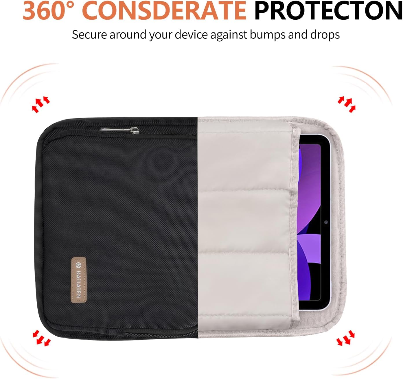 10-13 Inch Tablet Sleeve Bag, Ipad Bag for 13 In/11 in New iPad Pro M4 & 13 in Air M2 2024,iPad Pro 12.9 M2&M1,Ipad 10.9,Galaxy Tab S8+/S9+ 12.4,with Removable Shoulder Strap(Black) - Image 5