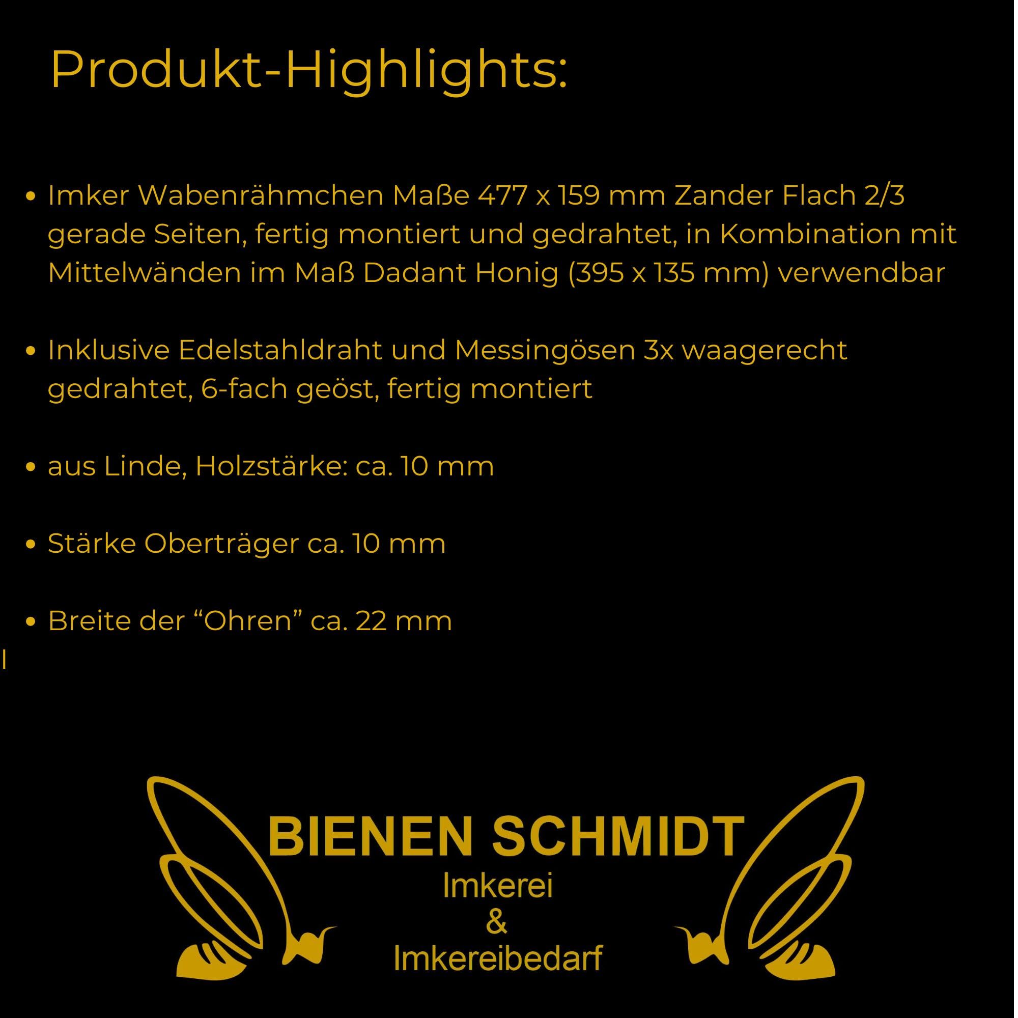 20x Zander Rähmchen FLACH 2/3 mit Geraden Seiten 477 x 159 mm