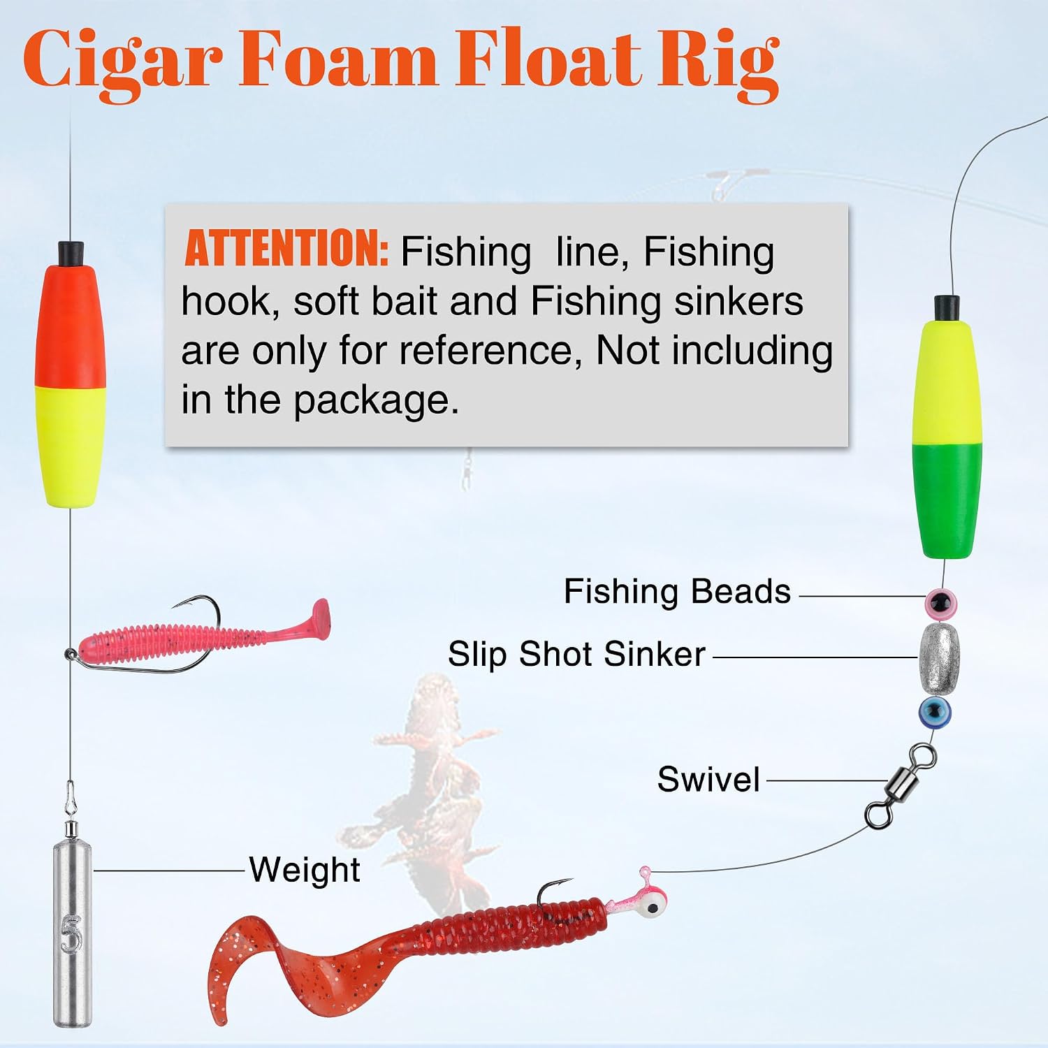 Fishing Bobbers Slotted Fishing Floats for Catfish Rigs,24pcs Fishing Foam Slip Bobber Pompano Rig Fish Corks Bobber for Crappie Santee Rig Freshwater Saltwater