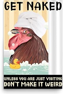 Funny Animal Bathroom Wall Art Print Marans Chicken Rooster Poster 12X18 Unframed Humor Bathtub Scene Towel Pet Portrait Restroom Decor Gifts for Marans Chicken Lovers
