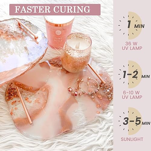 Miniatura 4 de Resina UV dura de 35.27 oz a granel, kit de resina epoxi de curado UV grande, resina premezclada, pegamento activado solar transparente UV para