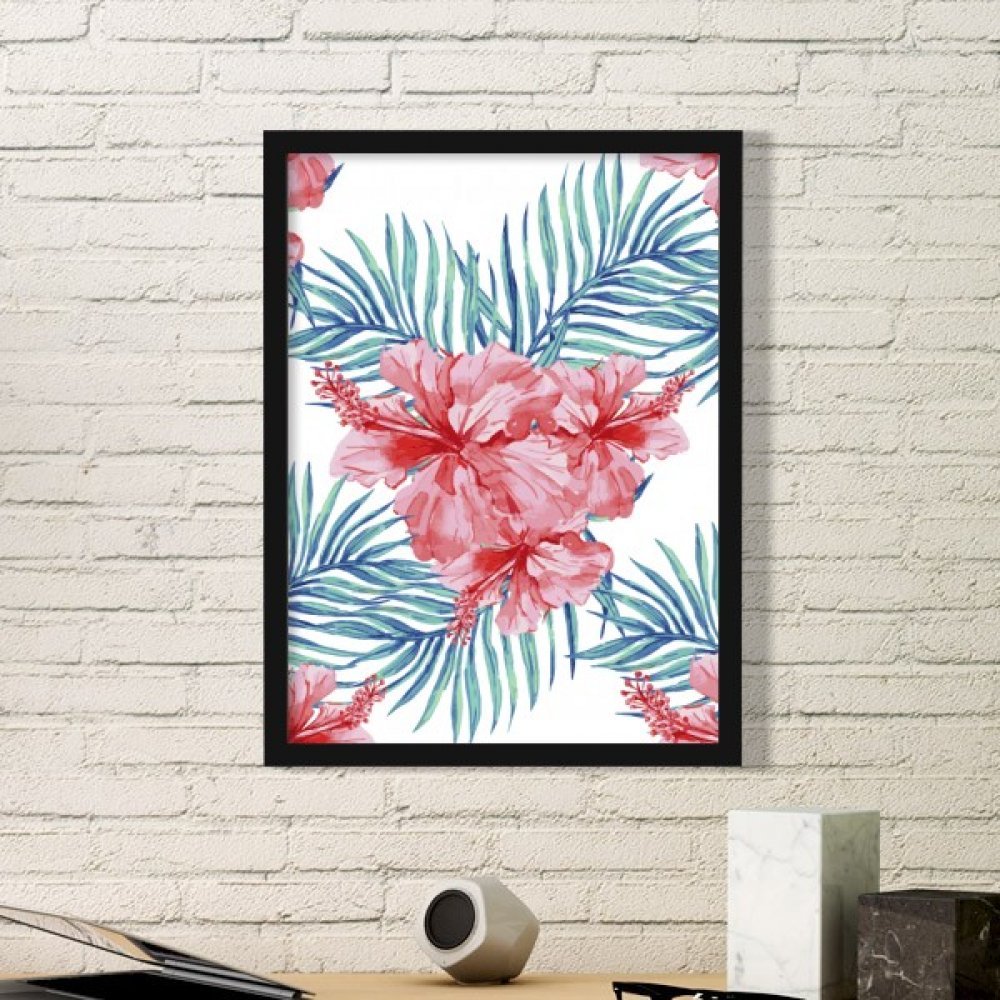 Stickers muraux plante rouge et cadre noir pour habiller un mur blanc vide facilement