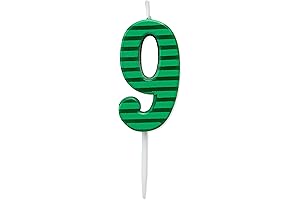 Papyrus Number 9 Birthday Candle, Green Stripes