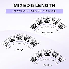 Lash Clusters Individual Lashes D Curl Cluster Eyelash Extensions Wide-stem Eyelashes Cluster 12-16mm Thin Band Cluster Lashes Soft Wispy Clusters Matte Black(Cloud/Meadow-0.07D, 12-16mm Mixed)