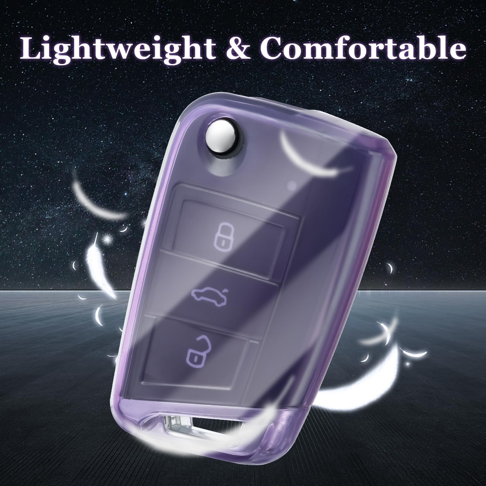 OFFCURVE Car Key Cover Car Key Case Key Fob Cover Car Key Protector 3 buttons Suitable for VW Volkswagen Golf 7 Variant Polo Tiguan Seat Leon Cupra Skoda Octavia Superb(Transparent) - Image 4