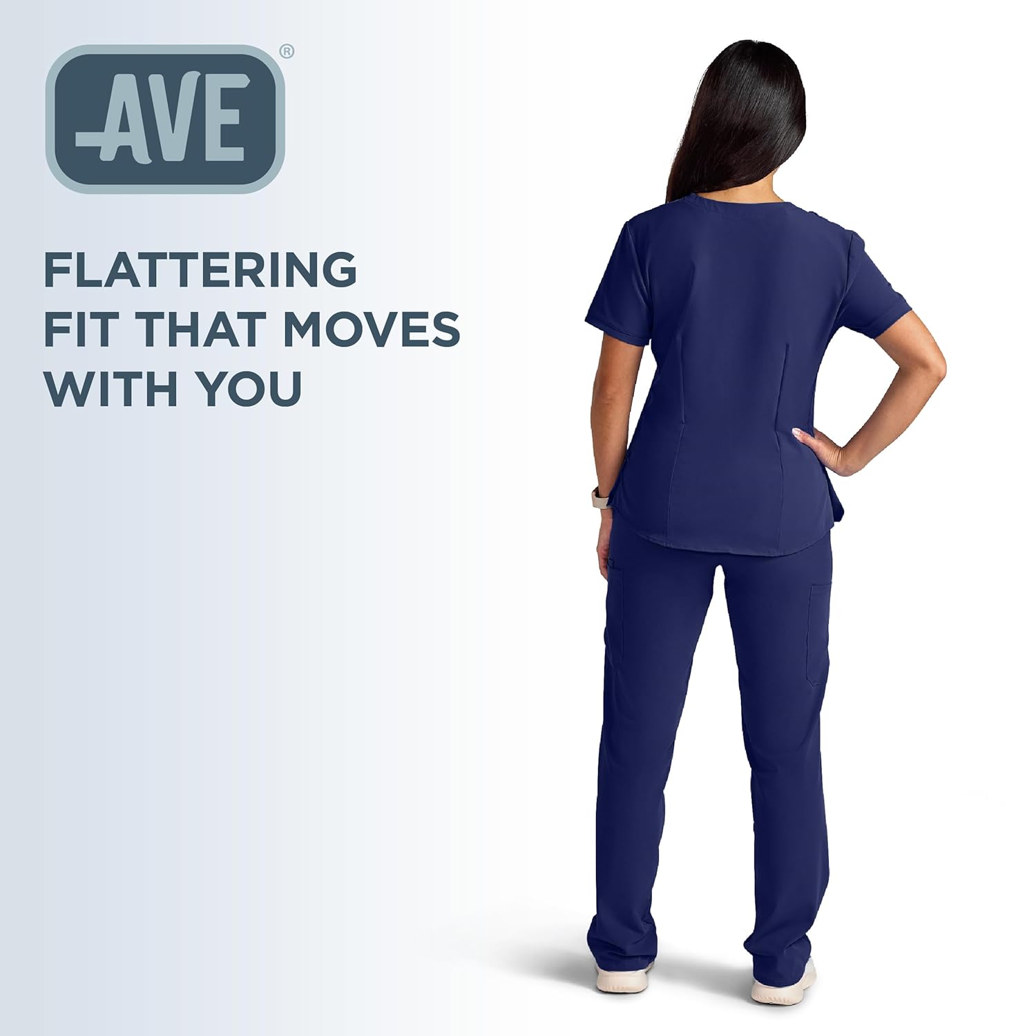 ave. Lex Women’s Scrub Top, Tunic Style, 4-Way Stretch Fabric, Comfort, Easy Care Women’s Scrubs, Wrinkle-Resistant, For Nurses & Medical Professionals, Machine Washable (M, Navy)