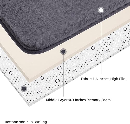 Miniatura 4 de Ciicool Alfombra de piel sintética para dormitorio, alfombra gruesa y esponjosa, no desprende pelusa, lavable, alfombra de piel de conejo, alfombra