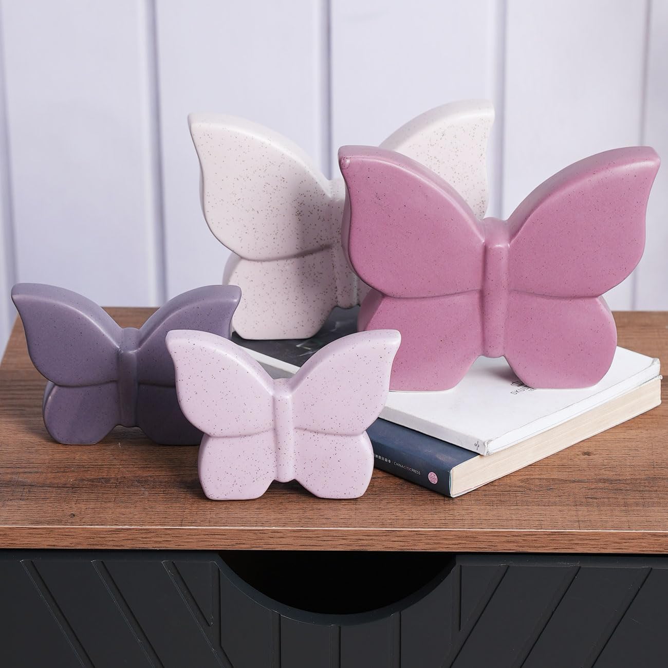 Butterfly Decor Statue Animal Figurine Gifts Modern Arts Ceramic Sculpture Purple 6.7 inch - Image 2