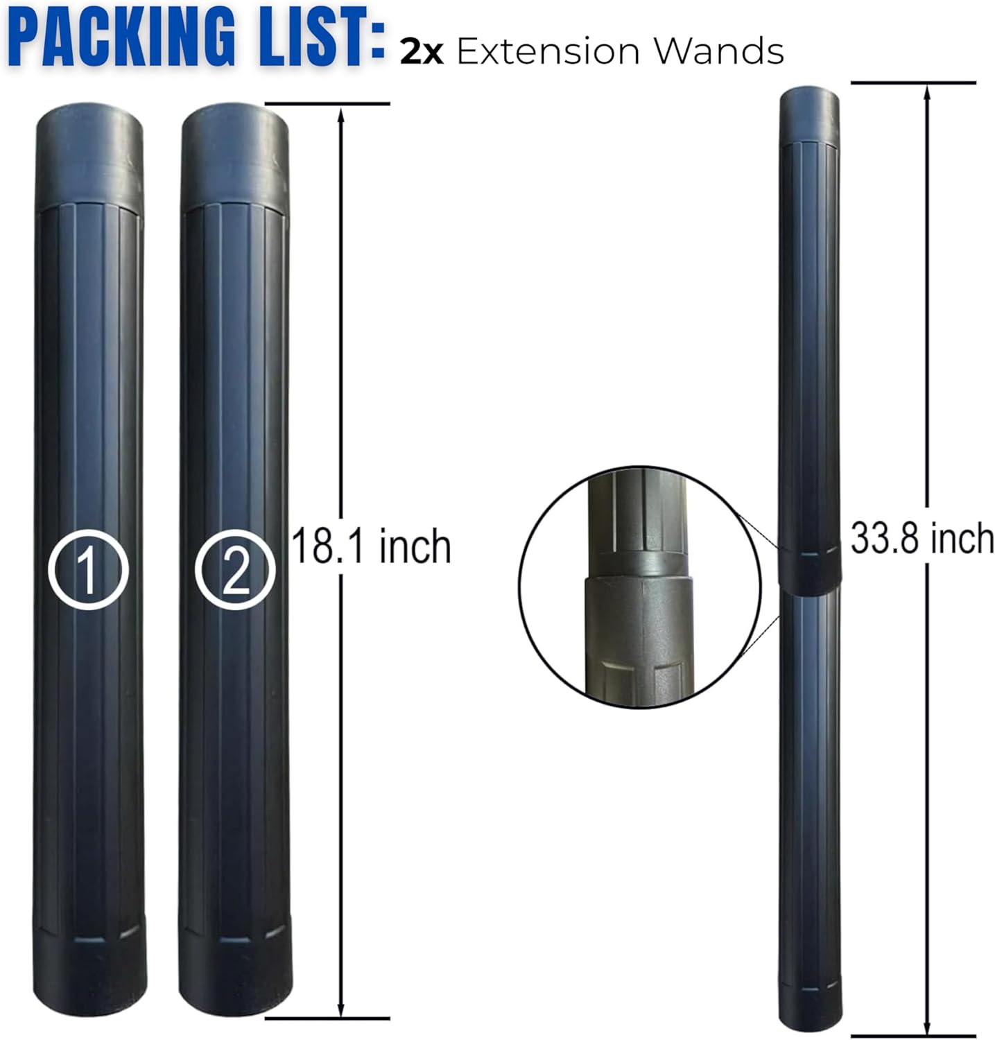 Vacuum Accessories & Attachments for Shop Vac 2-1/2'' - Vacuum Dust Brush & Extension Wand Compatible with Vacuums Using 2-1/4'' Inner Diameter Accessories (Extension Wands, 2-1/4'')