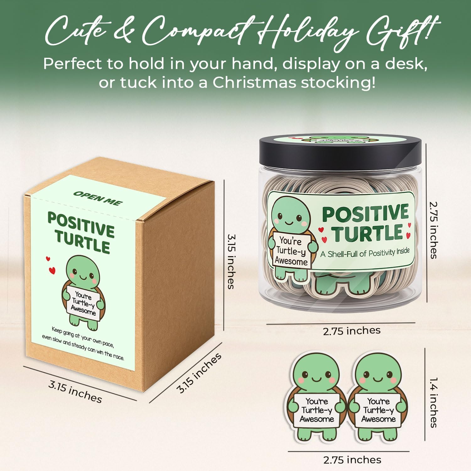 60 Positive Cards Turtle Jar, Affirmation Cards For Women, Friendship Gift, Best Friend Gift, Positive Decor, Valentines Day Gifts, Key Chain Turtle, Card Turtle for Her - Image 2