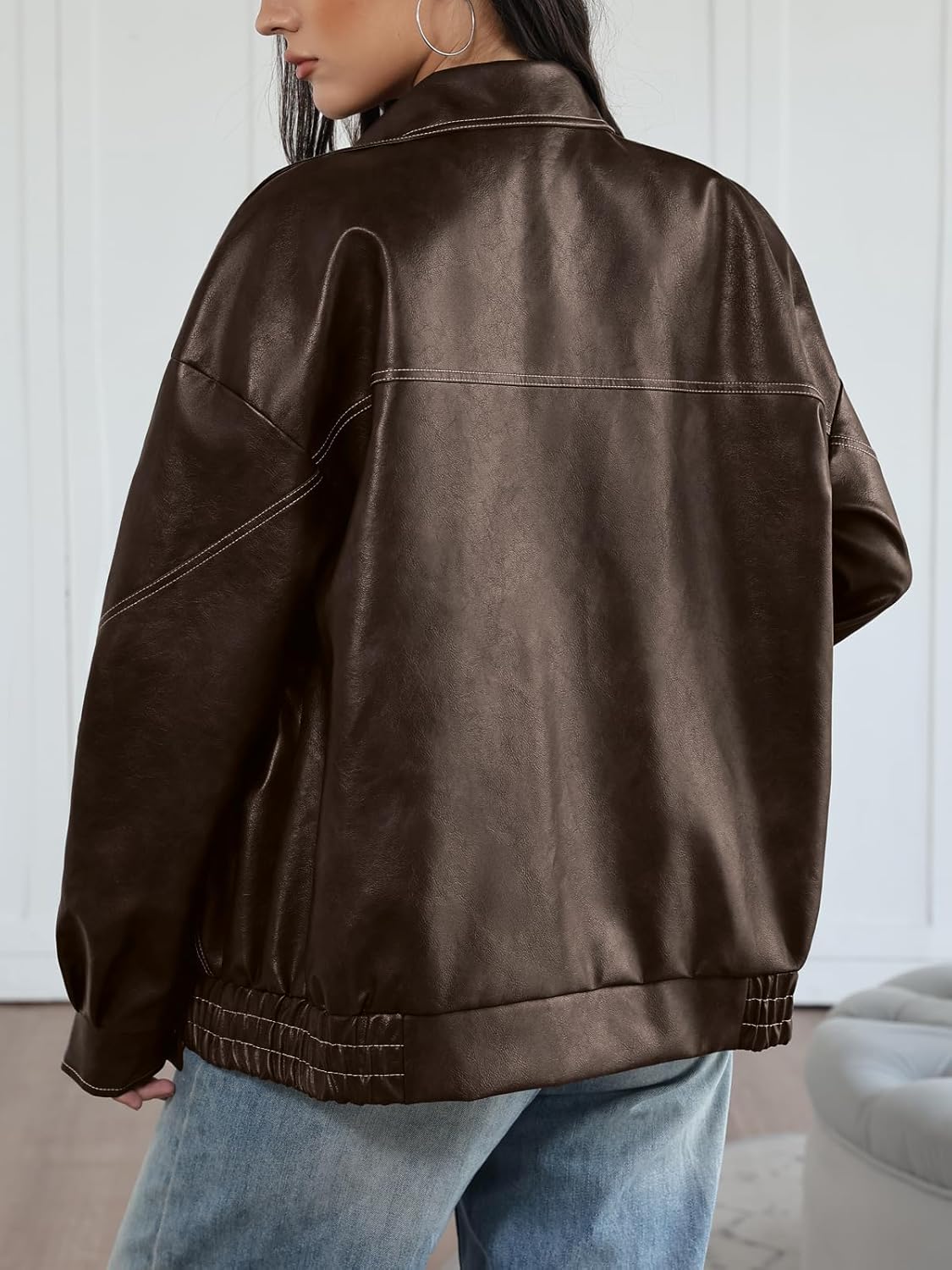 Trendy Queen Womens Oversized Leather Jackets Fall Motorcycle Bomber Winter Coats 2026 - Image 4