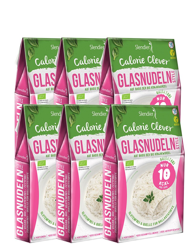 Shirataki Slendier pâtes de konjac biologique - paque de glass noodle Style (6 x 250 g)