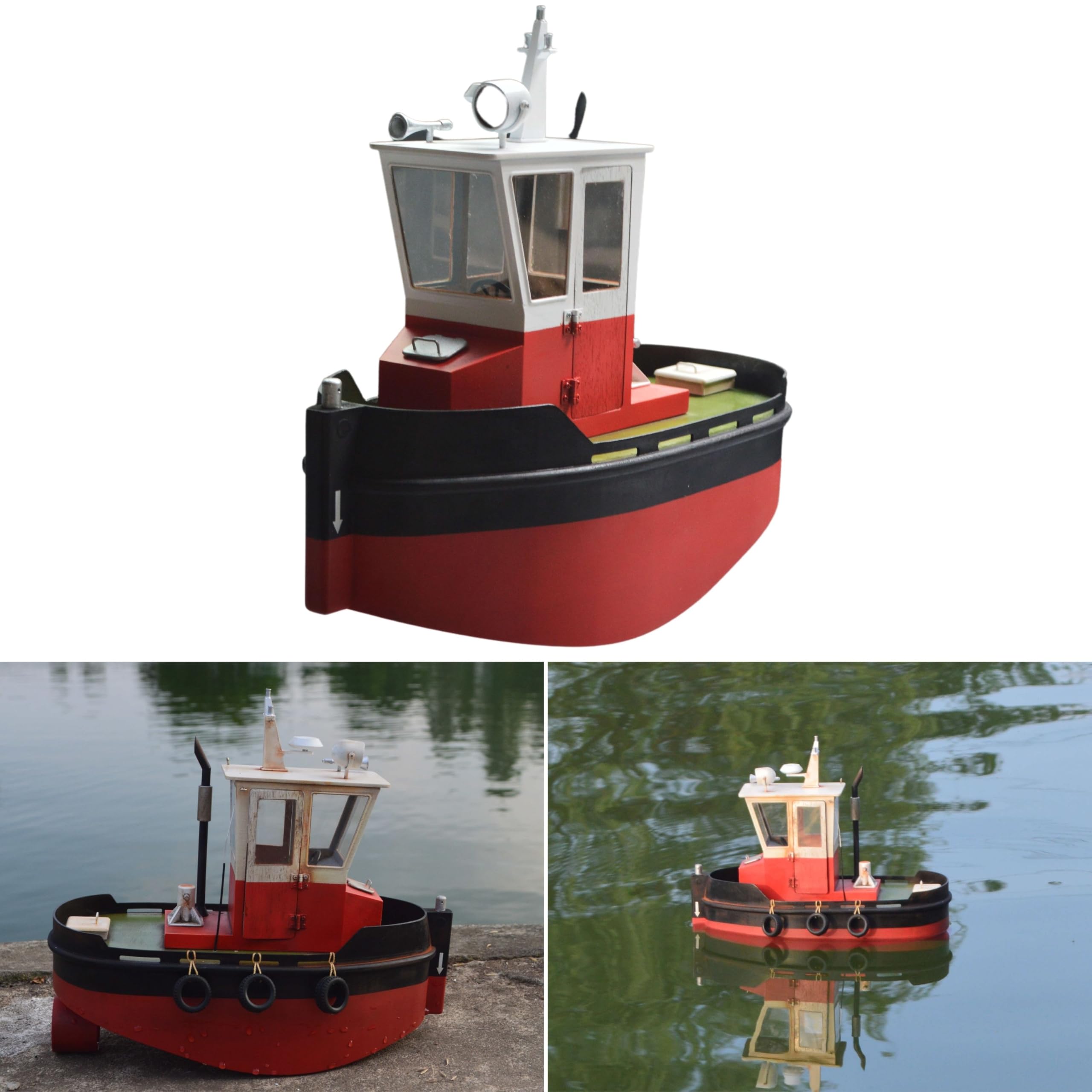 Your Day Mate Little Otter Tugboat Model Ship kit, Scale 1:18, Size LxWxH 232 x 111 x 200 mm, Laser-Cut Wooden Parts, Moulded Resin Parts, 332 g, Seaworthy, RC Wooden kit, Tugboat to Build Yourself
