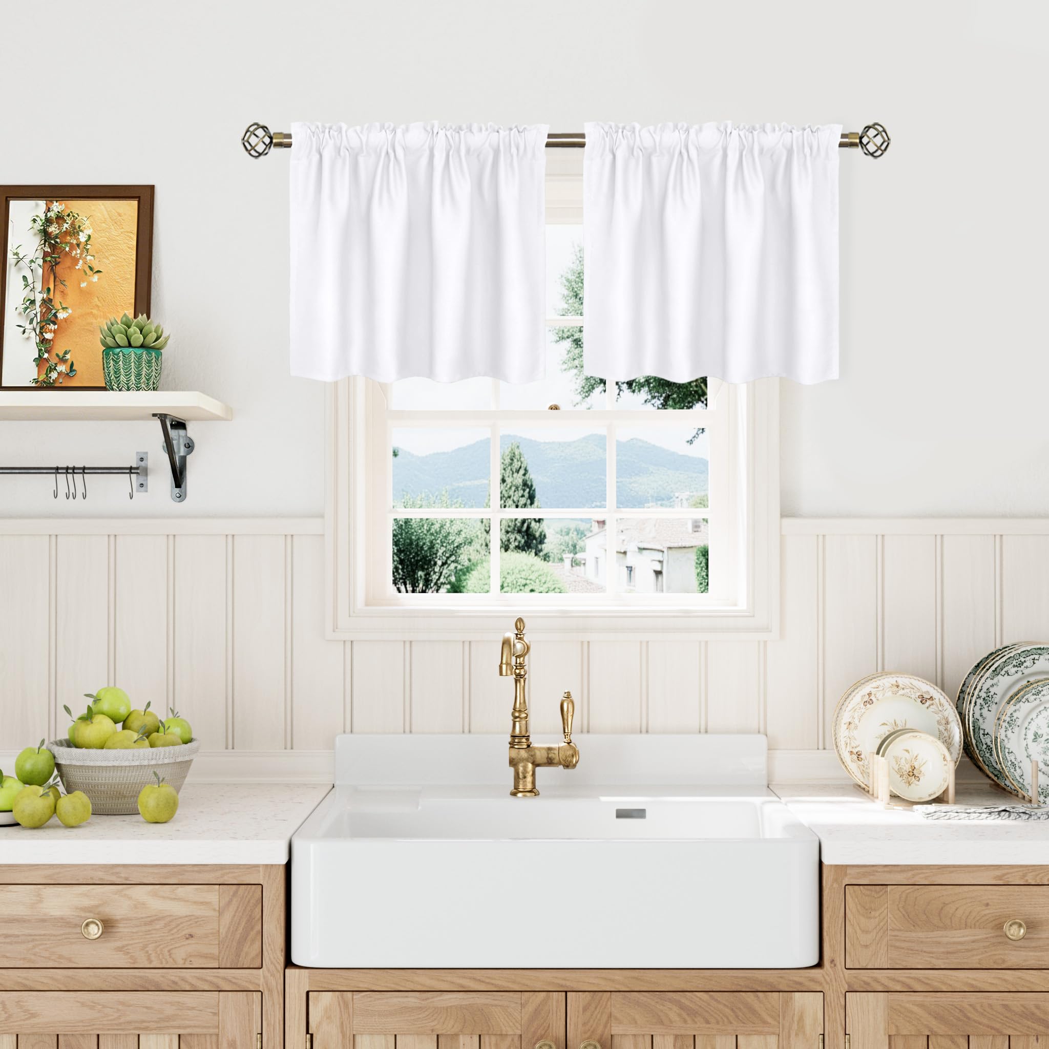 BGment Pure White Cafe Tier Curtains 18 Inches Long 2 Panels — image 1