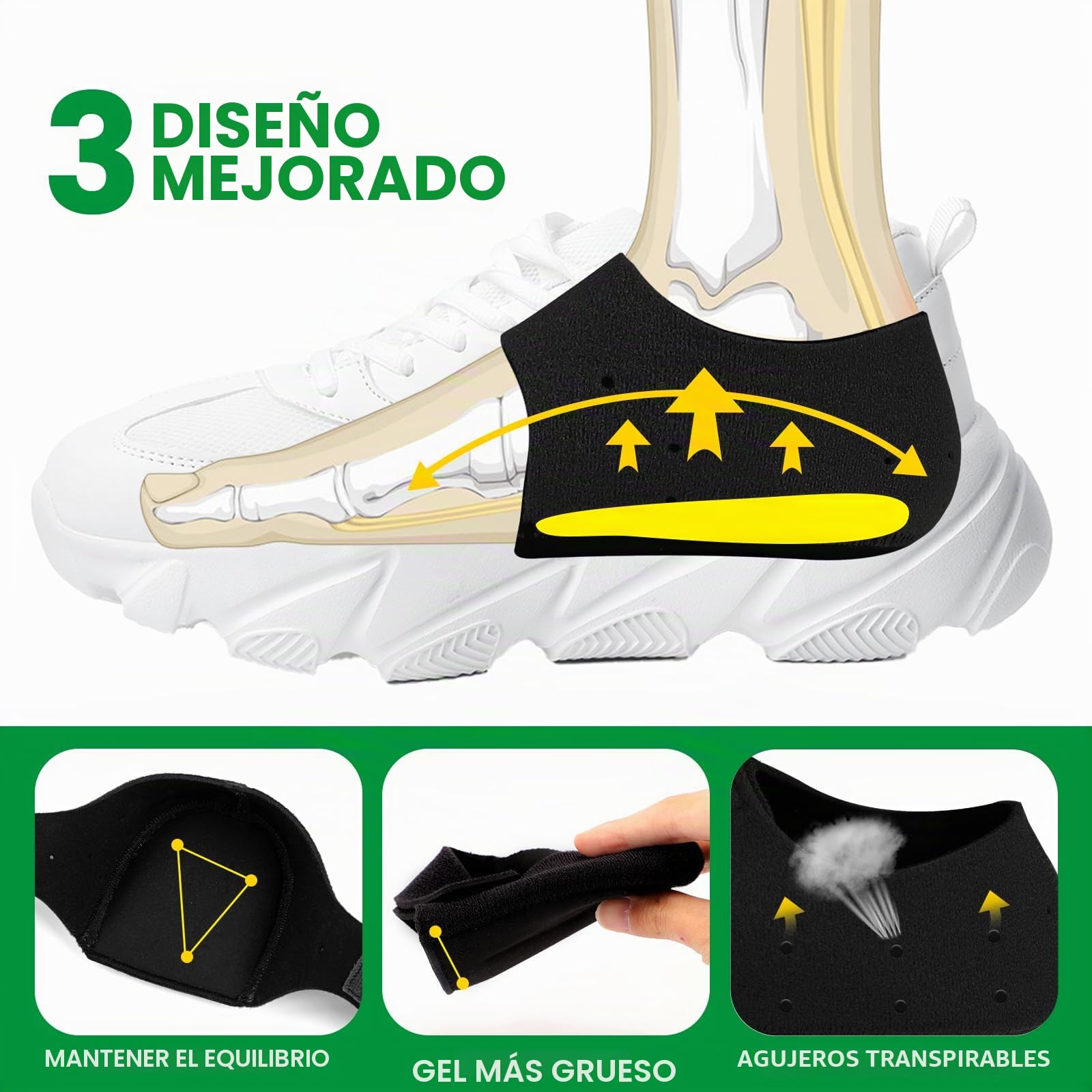 Protector de talón de gel de Fascitis plantar, Bukihome Copa de talón para hombres y mujeres, alivia el dolor del talón, tendón de Aquiles seco y agrietado almohadilla de apoyo del talón, Negro, 36-41