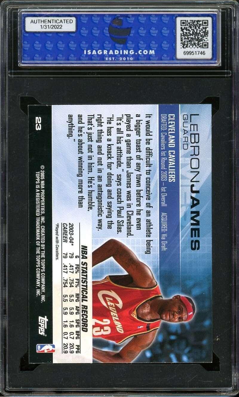 Lebron James Card 2004-05 Topps Luxury Box #23 ISA 9 MINT - Unsigned Basketball Cards