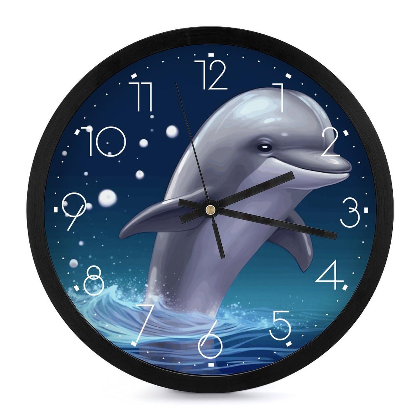 Horloge murale ronde dauphin de 25,4 cm pour décorer un bureau ou un salon lumineux