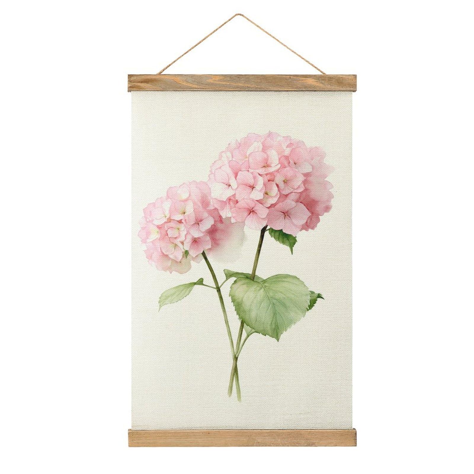 Jubonexis Two Hydrangea Flower Clusters And Leaves Canvas Painting Wood Frames Poster Hanger Hanging Picture Kit Wall Art