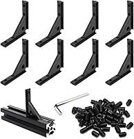Vista 26 de 20 piezas de soporte de esquina de extrusión de aluminio negro de 2020 con ranura en T, forma interior en L, conector de hardware de ángulo de unión
