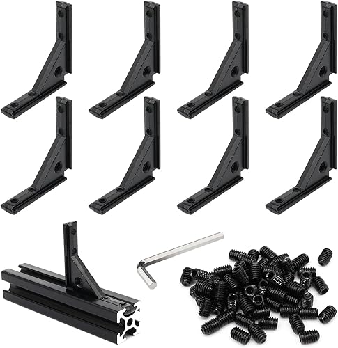 Miniatura 110 de 20 juegos 2020 de extrusión de aluminio 2020 soporte de esquina con ranura en T Serie 20 Hardware extruido conector de ángulo recto de 90 grados