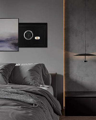 Miniatura 6 de TIGERKING Caja de seguridad digital con luz LED, pequeña caja de seguridad para dinero con estante extraíble, caja de seguridad para dinero, joyería