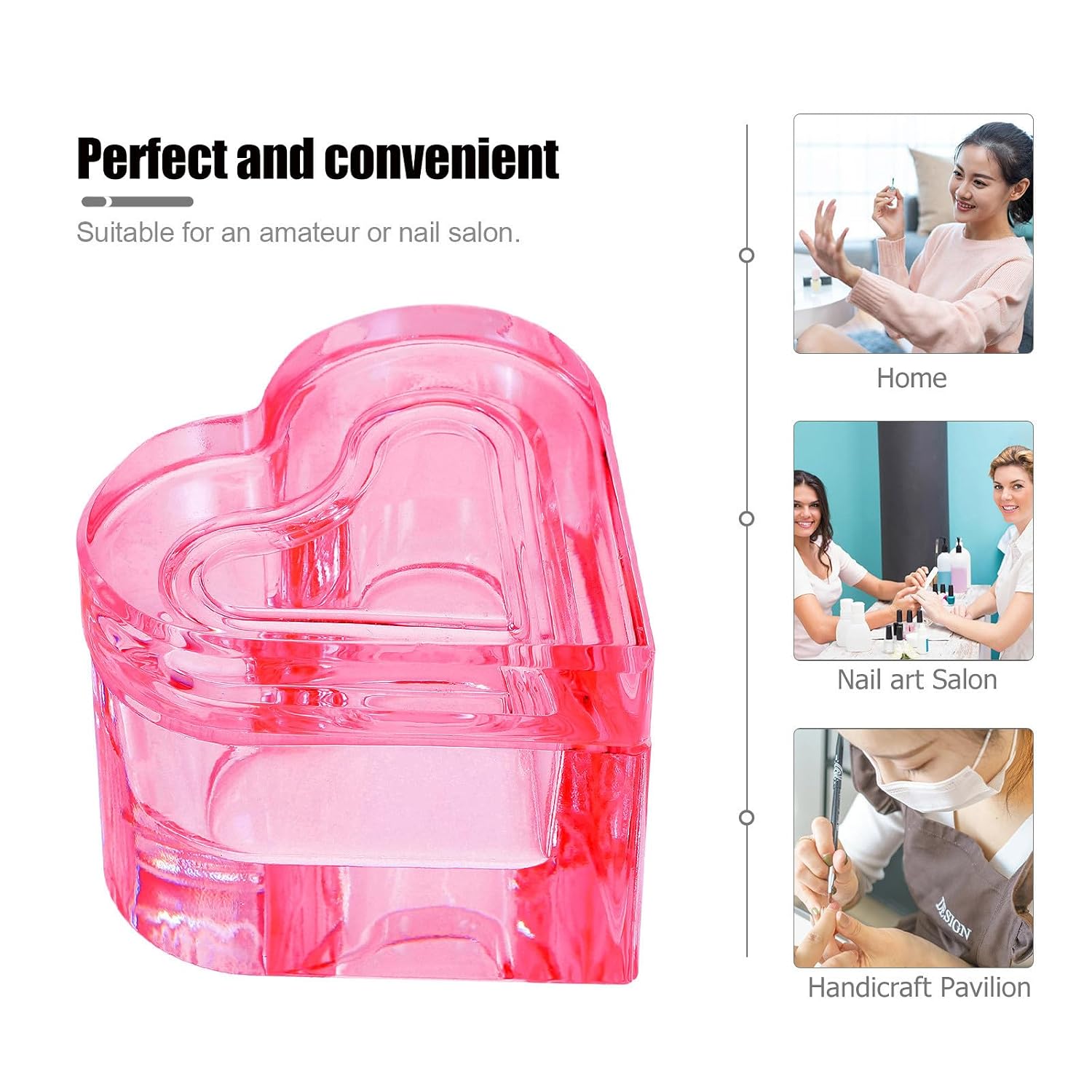 Heart Shape Crystal Glass Dappen Dish with Lid for Nails