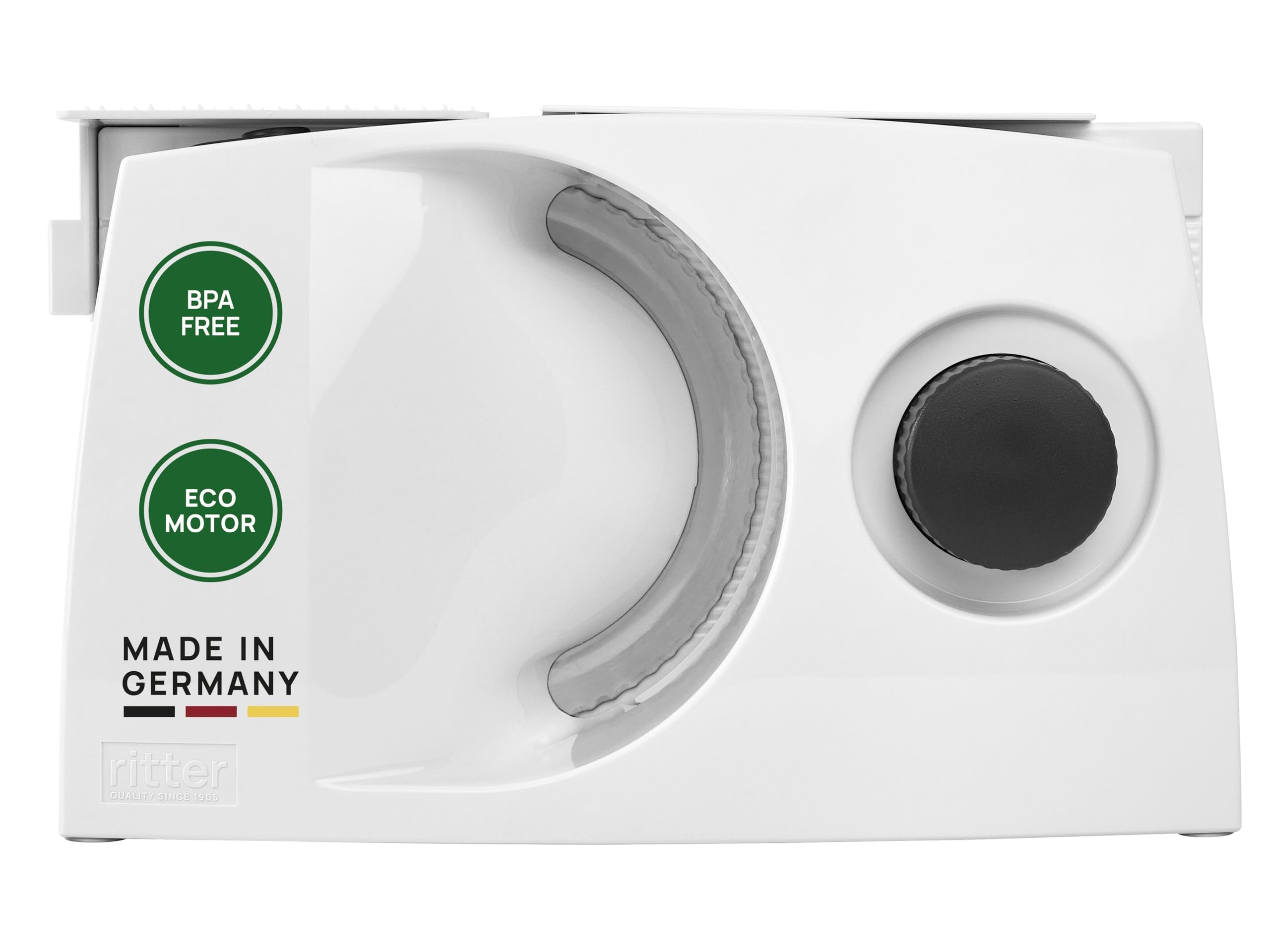 ritter markant 05, affettatrice elettrica con Motore Eco, Made in Germany, 65 W, Plastica, Bianco