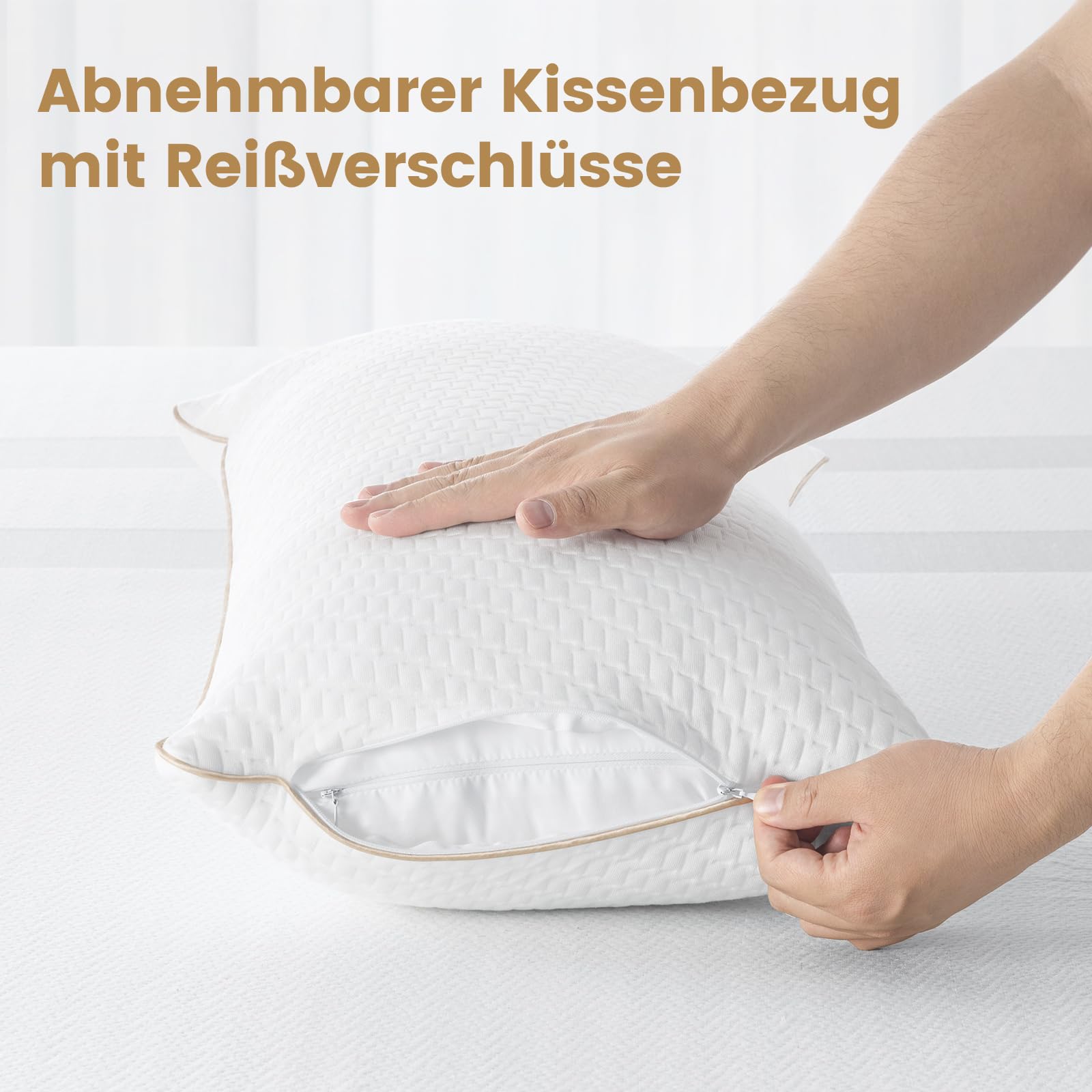 BedStory Kopfkissen 40x80 2er Set Bambusfasern Bezug Antimilben antibakteriell Mikrofasern 950g hypoallergen atmungsaktiv