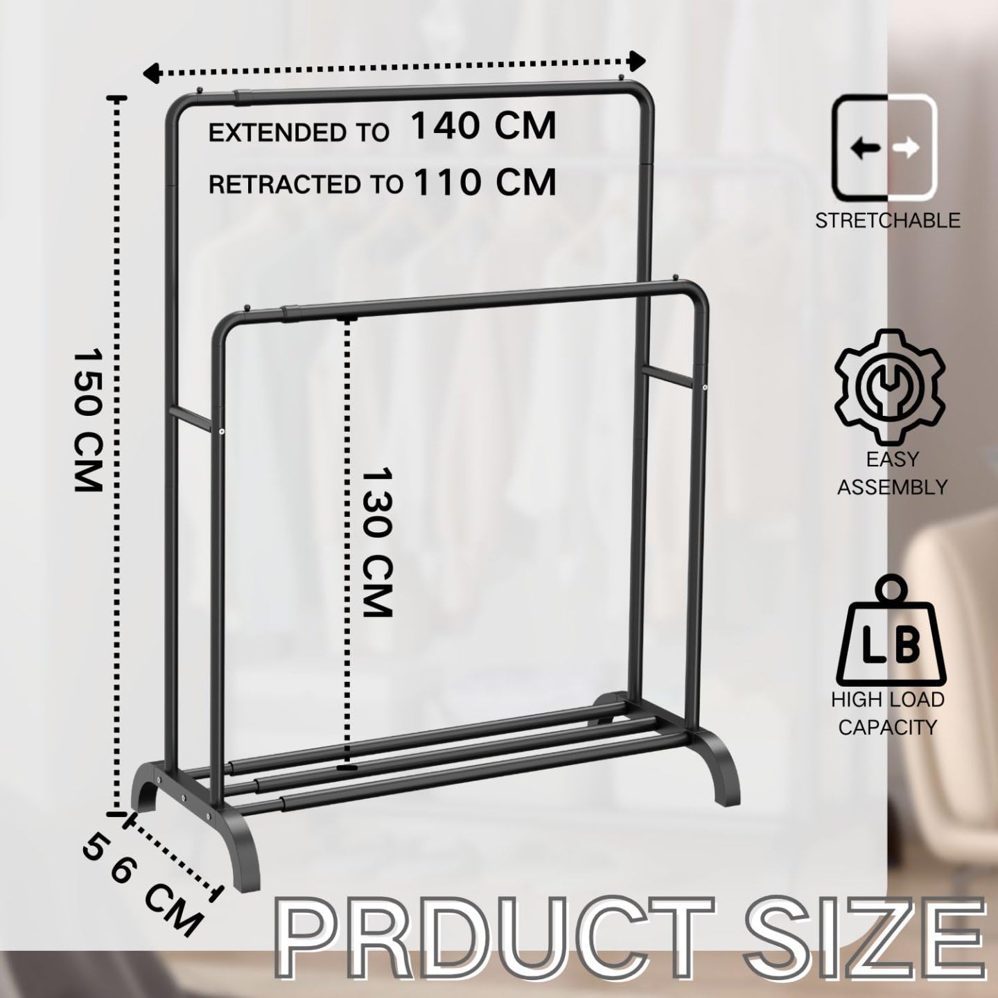 Heavy Duty Clothes Rail Raybee 90.6" W Clothes Rack With Cover Heavy ...