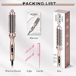 Brosse thermique, regard chaud des cheveux 1.5 brosse de curling inch double tension 3 en 1, Double PTC, Ionique,3Temperature Prêt, 60Min Arrêt automatique, double Vol100-240V, UL859 Certifié