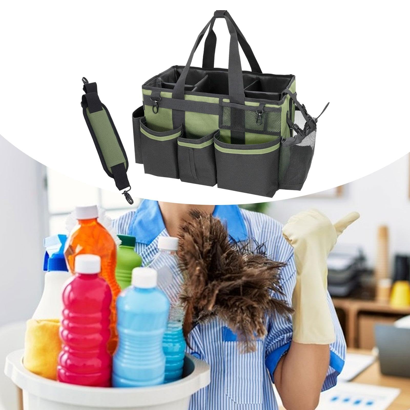Caja de Almacenamiento de Productos de Limpieza, Organizador de Productos de Limpieza, Múltiples Bolsillos, Bolsa de Almacenamiento