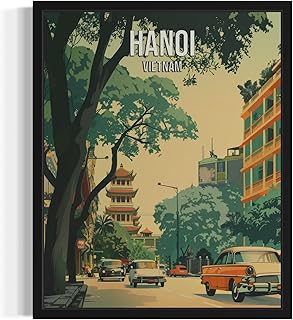 Hanoi Vietnam City Wall Art Poster Print, Asian Landscape Scenery Painting Artwork Travel Prints Decor Cityscape Landmarks Gallery 26 (Hanoi Vietnam, 8 x 10 inches, Unframed)